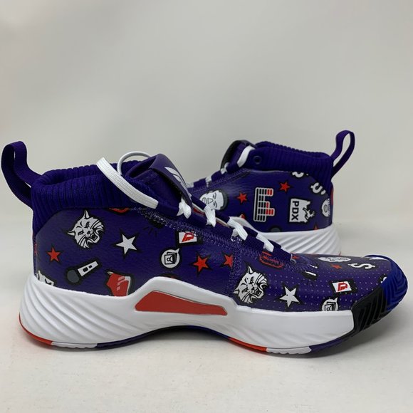 Adidas DAME 5 Basketball Shoes Purple LE Print $ main image 4